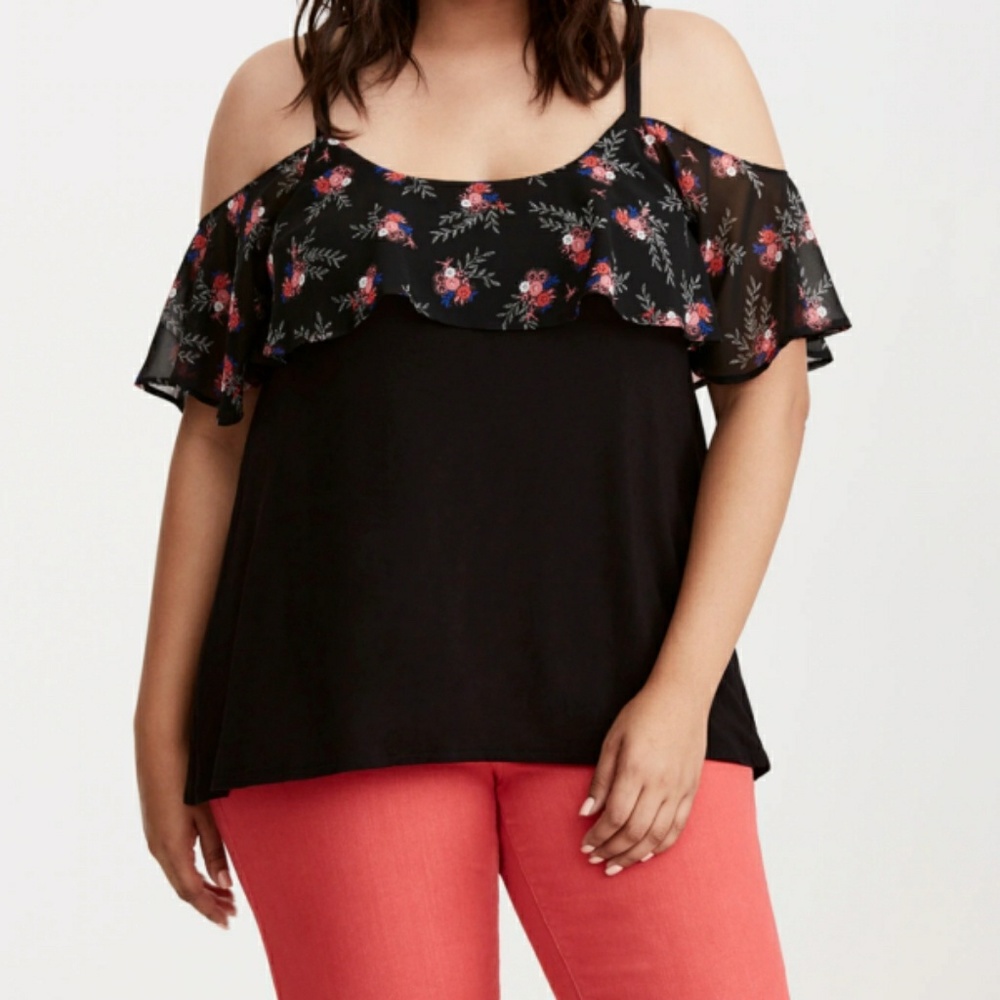 Torrid Black Floral Top